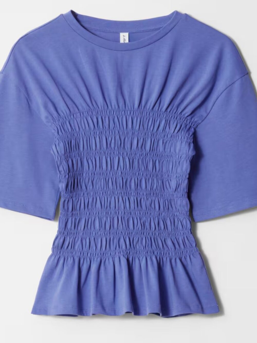 & Other Stories smocked jersey top in periwinkle blue